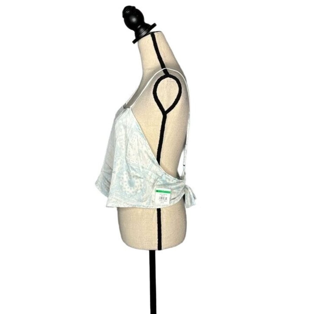 BP White Light Blue Printed Tie Back Scarf Crop Top Women's Plus Size 1X - Picture 5 of 8